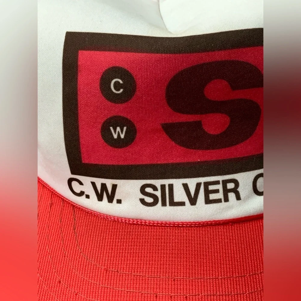 Vintage C. W. Silver Co Company SNAPBACK TRUCKER HAT 80’s Red Oilfield